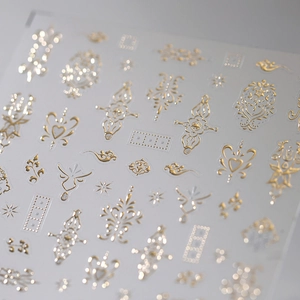 Gold Bronzing 3D Relief Nail Art Stickers Baroque Retro Floral Heart Pattern Self Adhesive Manicure Decoration For Women