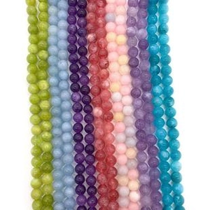 Assorted colorful round cherry blossom agate beads for DIY jewelry making accessories