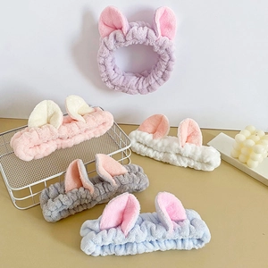 Süßes Katzenohren Plüsch Stirnband Weiches Elastisches Haarband Zum Waschen Des Gesichts Make-Up Spa