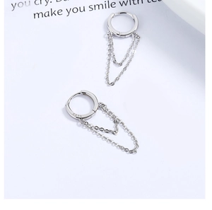 Detailansicht der S925 Sterling Silber Kette Ohrringe mit polierter Oberfläche und Stempel