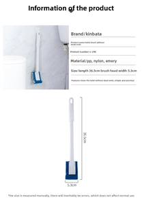 Detail of long handle toilet brush with nylon emery bristles and 36.5cm length dimensions