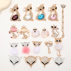 Fuchs Katze Kopf Form Legierung Strass Charms Für DIY Schmuck Herstellung Handyhülle Dekoration Zubehör Elegant