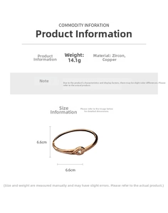 Détail du bracelet goutte plaqué or 18K avec zircon et dimensions de 6,6 cm x 6,6 cm