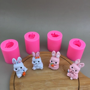 3D rabbit silicone molds for DIY resin casting, featuring carrot and bow tie bunny shapes