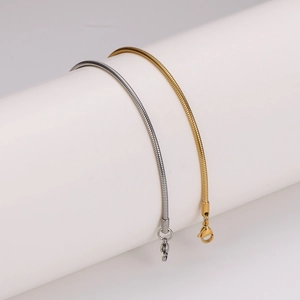 Minimalist gold and silver stainless steel snake chain bracelets with lobster clasp closure