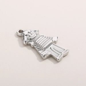 Pendentif poli en acier inoxydable argenté en forme de fille 3D pour colliers