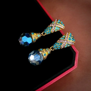 Boucles D'oreilles Pendantes Vintage Cristal Goutte D'eau Avec Alliage Strass Et Tige En Argent Sterling 925 Pour Femmes