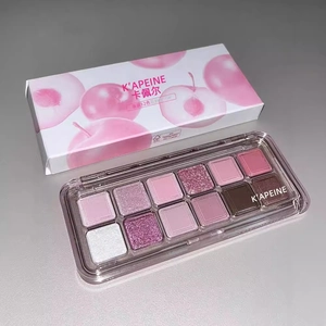 12-color pink and purple eyeshadow palette with matte and shimmer glitter finishes