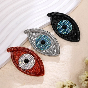Gothic Evil Eye Brooch Pin For Women Men Oversized Alloy Rhinestone Pave Eye Corsage Fashion Jewelry Personalized Accessory Gift