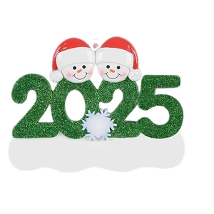2025 Personalized Christmas Resin Hanging Ornament with Two Snowmen Figures