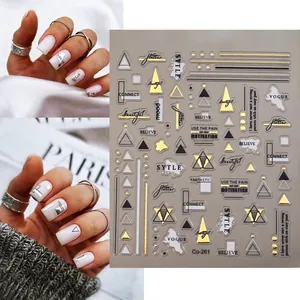 Adesivi Unghie Impermeabile Doratura Geometrico Linee Minimalista Stile Francese Manicure Decorazione Per Donne
