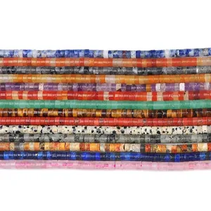Variety of 2x4mm Heishi natural stone beads like amethyst and agate for DIY jewelry