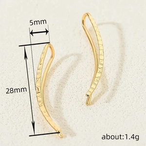 Minimalist gold ear crawler earrings for women with hammered texture and 28mm length