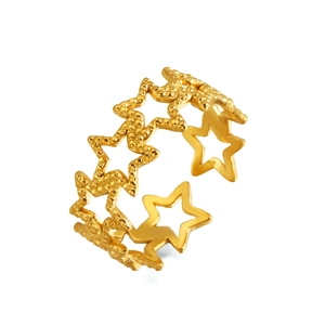 Goldener Sternenring aus Edelstahl mit gehämmerter Textur im offenen Design