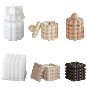 Moule En Silicone Pour Pot De Bougie À Texture De Bulles Et Boîte De Rangement Avec Couvercle Moulage En Résine DIY