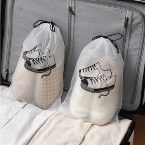 Frosted waterproof drawstring storage bags for shoes in travel suitcase organization