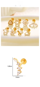 Vue détaillée des piercings labret en titane F136 avec zircons et design à dos plat
