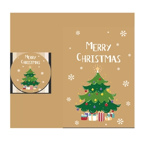 Macro detail of Christmas greeting card and matching sticker set with festive illustration