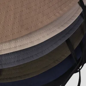 Detailed stitching and neat brim craftsmanship on multi-color nylon sun hats