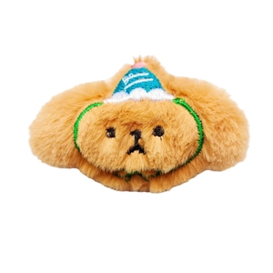 Cute plush puppy with blue birthday hat accessory for DIY hair clips and brooch