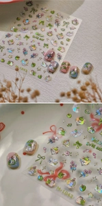 Detail of M-1043 cute cartoon cat nail stickers with laser glass shards effect