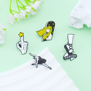 Spille in Smalto in Lega a Forma di Ballerina Cielo Stellato Ragazza Mano di Scheletro per Vestiti Borse Giacche Accessori Uomo Donna