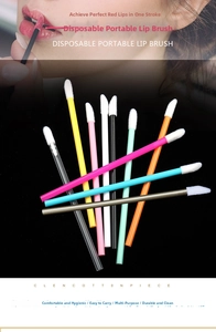 Detailed view of disposable lip brushes with colorful handles and soft flocked tips