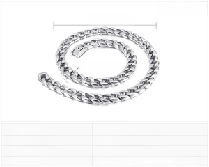 Spécifications de taille pour collier chaîne cubaine en acier inoxydable de 11 mm