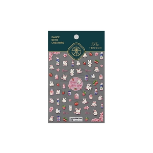 Japanische 5D-Relief-Nagelaufkleber mit niedlichen Hasen- und Kirschblüten-Soda-Motiven