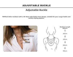 Guida alle taglie per collana in argento 925 placcata oro regolabile da 40 a 55 cm