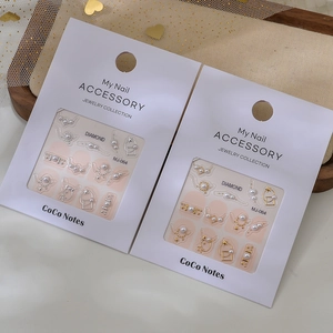 5D luxury nail art stickers with gold diamond lines, pearls, and star jewelry motifs