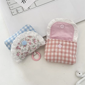 Lace cotton floral and plaid protective cases for wireless earphones with hook