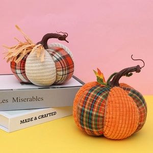 Erntedankfest Stoff Kürbis Deko Thanksgiving Dekorative Karo Cord Kürbis Ornamente Herbst Landhaus Tischdekoration Saisonale Partyartikel