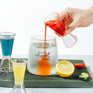 Dual-head glass jigger and cocktail shaker tool measuring cup with 20-40cc scale marks
