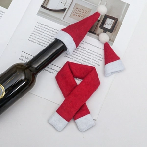 Mini Christmas Hats And Scarves Felt Decor For Wine Bottles Lollipop And Cutlery Holder Holiday Party Ornament