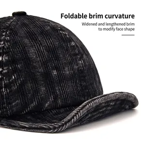 Retro corduroy baseball cap with foldable soft brim and face-flattering design