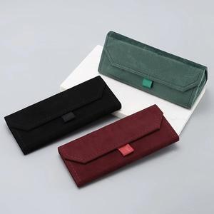 Foldable velvet sunglasses case set in dark green, black and burgundy colors