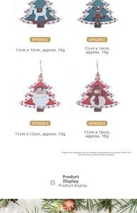 Detail of Nordic retro painted wooden Christmas pendants with reindeer and Santa designs