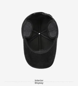 Detail view of the warm interior lining and padded earflaps on the men's winter cap