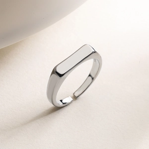 Minimalist 18K gold plated bamboo joint open ring with a sleek rectangular surface