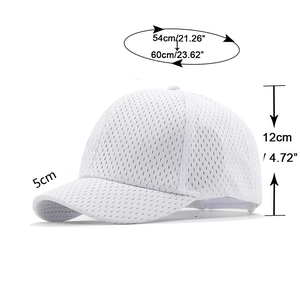 White breathable mesh baseball cap with 5cm short brim for summer outdoor sports