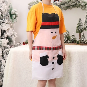 Adult Christmas apron featuring a cute snowman design with hat and carrot nose for festive decor