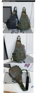 Detail van outdoor crossbodytas met meerdere compartimenten en gewatteerde schouderriem