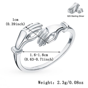Detailed dimension guide for S925 sterling silver hug ring with width and inner diameter