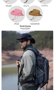 Outdoor wide brim sun hat with adjustable chin strap showing 5 color variations