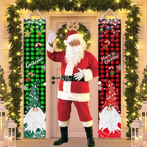 Striscioni natalizi per porta Merry Christmas e Welcome con Babbo Natale e gnomi decorativi
