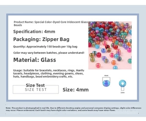 Size chart for 4mm iridescent glass seed beads with 1mm hole for jewelry making