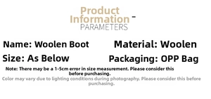 Detailed size parameters and specifications for knitted Christmas boot ornaments