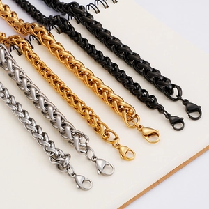 10mm titanium steel dragon bone chain necklace in gold silver and black finishes