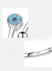 Macro shot of S925 sterling silver ring with turquoise inlay and hallmark detail